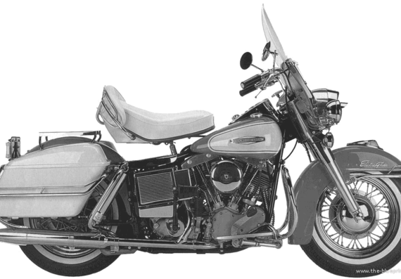 Мотоцикл Harley-Davidson FLH ElectraGlide (1966) - чертежи, габариты, рисунки
