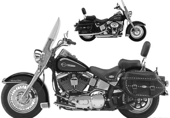 Мотоцикл Harley-Davidson FLSTCI HeritageSoftailClassic (2004) - чертежи, габариты, рисунки