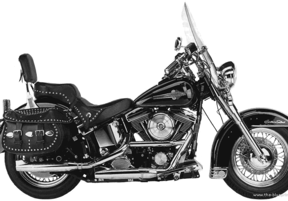 Мотоцикл Harley-Davidson FLSTC (1994) - чертежи, габариты, рисунки