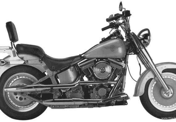 Мотоцикл Harley-Davidson FLSTF (1990) - чертежи, габариты, рисунки