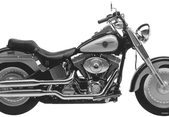 Мотоцикл Harley-Davidson FLSTF FatBoy (2000) - чертежи, габариты, рисунки
