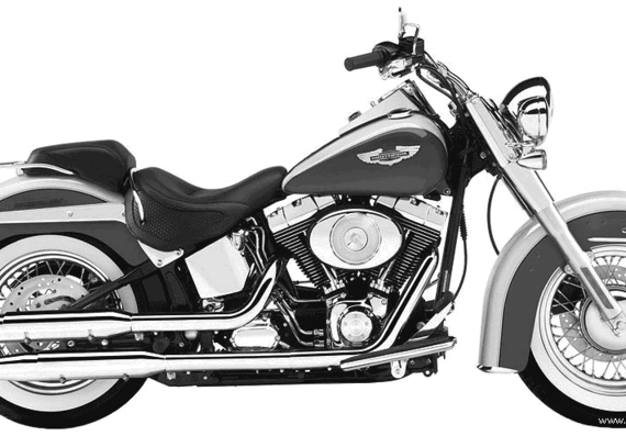 Мотоцикл Harley-Davidson FLSTNI Softail Deluxe (2005) - чертежи, габариты, рисунки