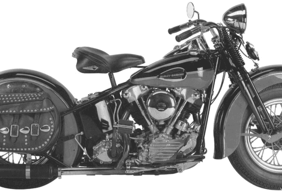 Мотоцикл Harley-Davidson FL (1946) - чертежи, габариты, рисунки