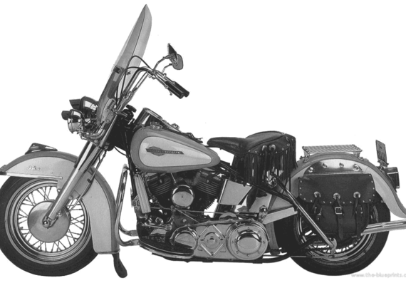 Мотоцикл Harley-Davidson FL (1952) - чертежи, габариты, рисунки