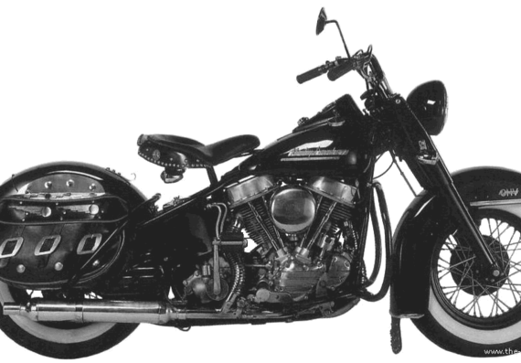Мотоцикл Harley-Davidson FL HydraGlide (1949) - чертежи, габариты, рисунки
