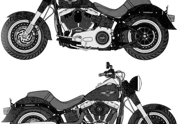 Harley-Davidson FL Soft Taik Fat Boy Lo motorcycle - drawings, dimensions, pictures