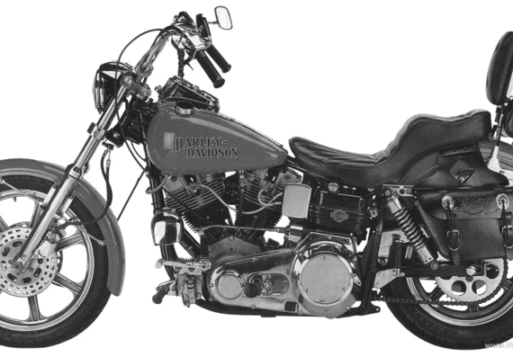 Мотоцикл Harley-Davidson FXEF (1979) - чертежи, габариты, рисунки