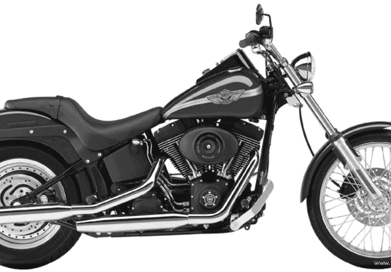 Мотоцикл Harley-Davidson FXSTB NightTrain (2003) - чертежи, габариты, рисунки