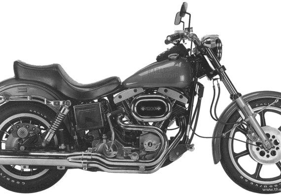 Мотоцикл Harley-Davidson FXS (1977) - чертежи, габариты, рисунки