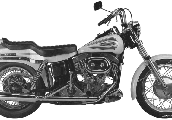 Мотоцикл Harley-Davidson FX (1971) - чертежи, габариты, рисунки