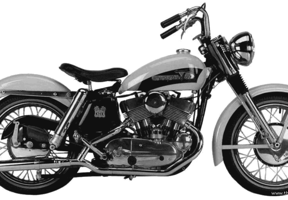 Мотоцикл Harley-Davidson KHK (1956) - чертежи, габариты, рисунки