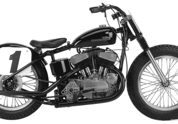 Мотоцикл Harley-Davidson KR (1956) - чертежи, габариты, рисунки