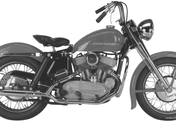 Мотоцикл Harley-Davidson K (1952) - чертежи, габариты, рисунки