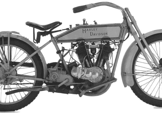 Harley-Davidson Model11J motorcycle (1915) - drawings, dimensions, pictures