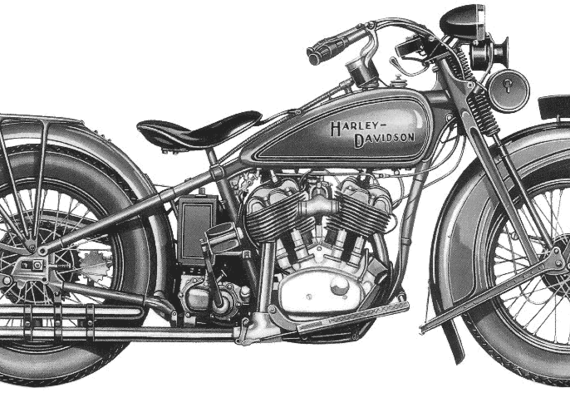 Harley-Davidson Model74 motorcycle (1930) - drawings, dimensions, pictures