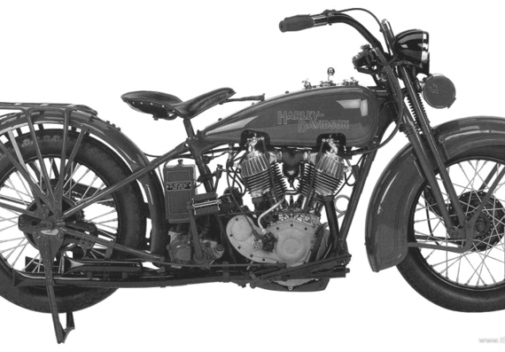 Мотоцикл Harley-Davidson Model JDH (1929) - чертежи, габариты, рисунки