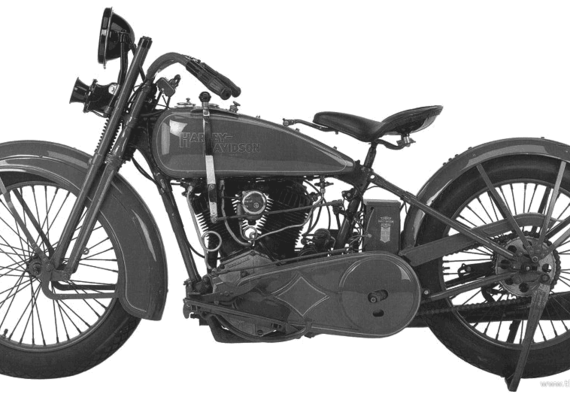 Harley-Davidson Model JD motorcycle (1926) - drawings, dimensions, pictures