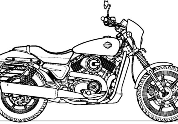 Мотоцикл Harley-Davidson Street 750 2014 - чертежи, габариты, рисунки