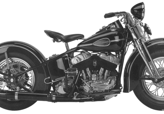 Мотоцикл Harley-Davidson ULH (1941) - чертежи, габариты, рисунки