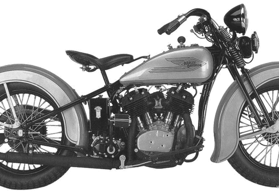 Harley-Davidson VLD motorcycle (1934) - drawings, dimensions, pictures