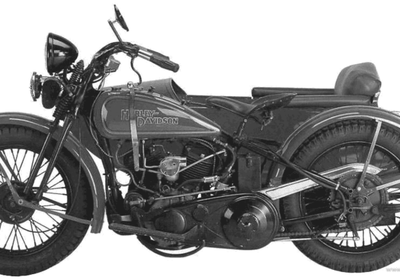 Мотоцикл Harley-Davidson VL (1930) - чертежи, габариты, рисунки