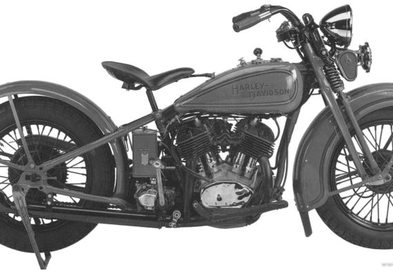Мотоцикл Harley-Davidson VL (1932) - чертежи, габариты, рисунки
