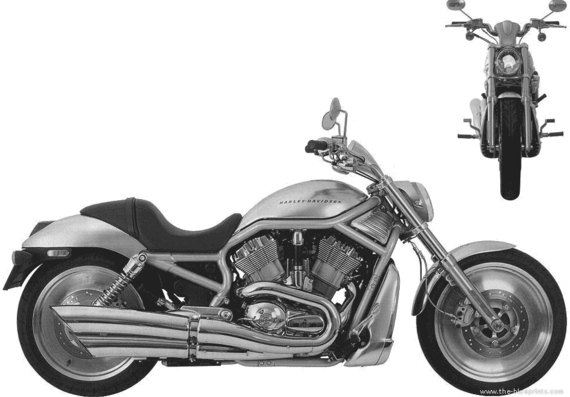 Мотоцикл Harley-Davidson VRSCA VROD (2002) - чертежи, габариты, рисунки