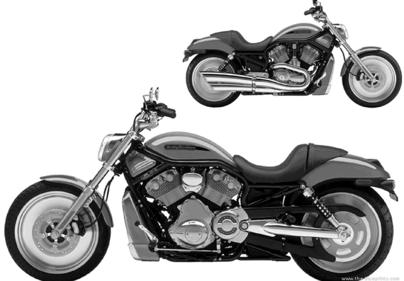 Мотоцикл Harley-Davidson VRSCB VROD (2004) - чертежи, габариты, рисунки