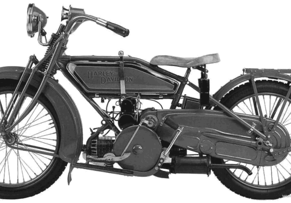 Мотоцикл Harley-Davidson WJ Sport (1921) - чертежи, габариты, рисунки