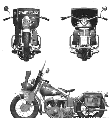 Мотоцикл Harley-Davidson WLA (1942) - чертежи, габариты, рисунки