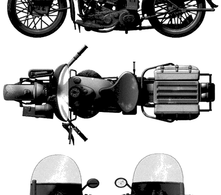 Мотоцикл Harley-Davidson WLA (1944) - чертежи, габариты, рисунки