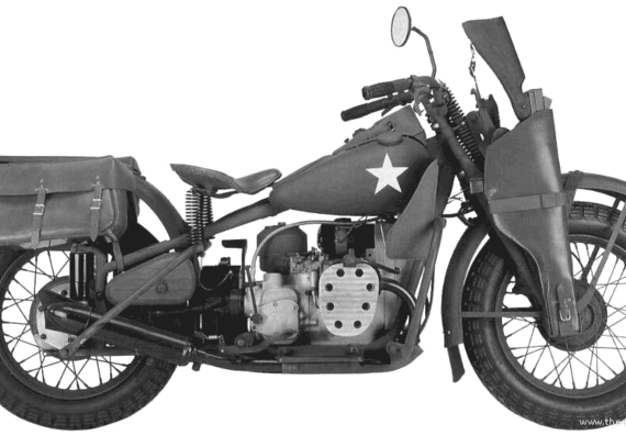 Мотоцикл Harley-Davidson XA (1942) - чертежи, габариты, рисунки
