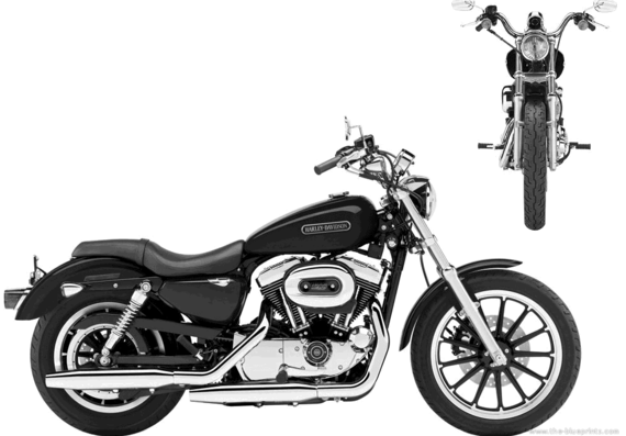 Мотоцикл Harley-Davidson XL1200L Sportster (2006) - чертежи, габариты, рисунки