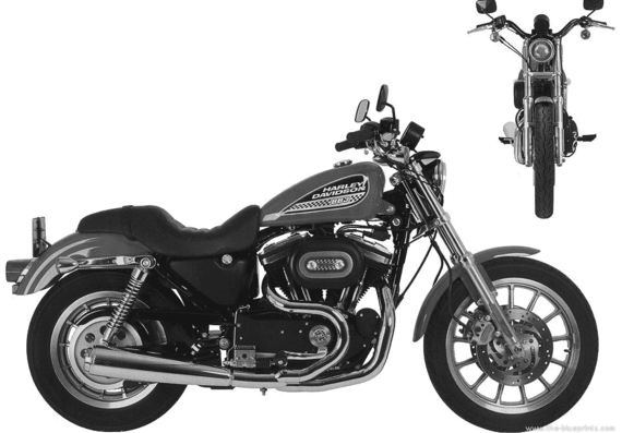 Мотоцикл Harley-Davidson XL883R Sportster (2002) - чертежи, габариты, рисунки