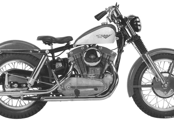 Мотоцикл Harley-Davidson XLCH (1958) - чертежи, габариты, рисунки