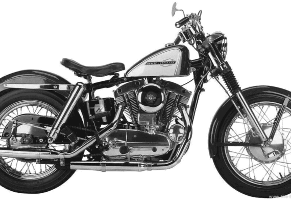 Мотоцикл Harley-Davidson XLCH (1964) - чертежи, габариты, рисунки