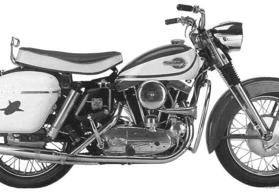 Мотоцикл Harley-Davidson XLH (1960) - чертежи, габариты, рисунки