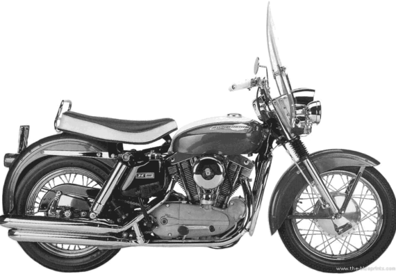 Мотоцикл Harley-Davidson XLH (1965) - чертежи, габариты, рисунки