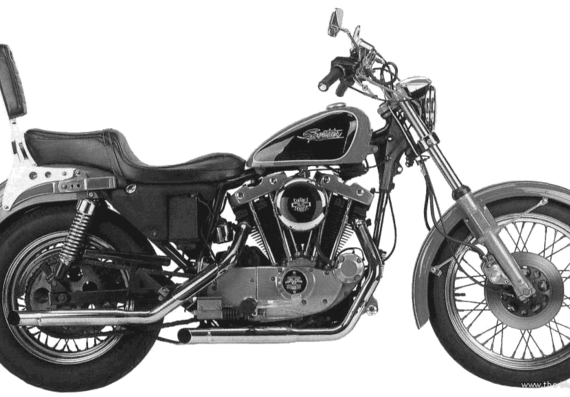Мотоцикл Harley-Davidson XLH (1981) - чертежи, габариты, рисунки