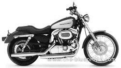 Мотоцикл Harley-Davidson XL 1200C Sportster (2005) - чертежи, габариты, рисунки