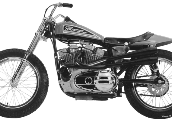 Мотоцикл Harley-Davidson XR750 (1972) - чертежи, габариты, рисунки