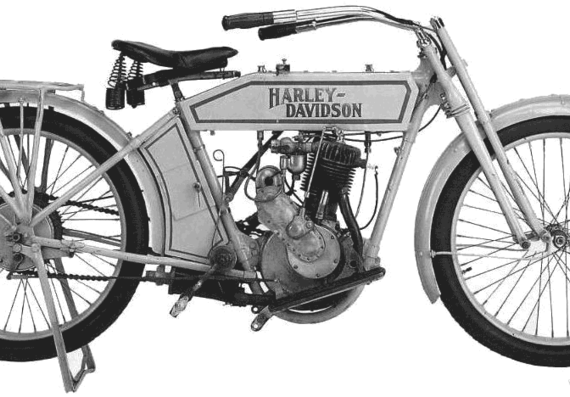 Мотоцикл Harley-Davidson model10B (1914) - чертежи, габариты, рисунки