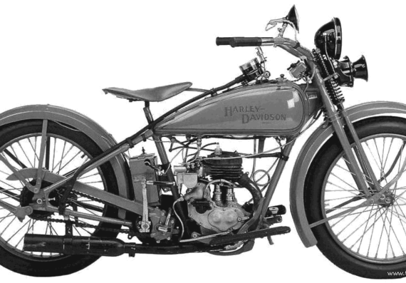Мотоцикл Harley-Davidson modelB (1926) - чертежи, габариты, рисунки