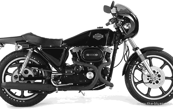 Мотоцикл Harley Davidson 998 XLCR (1976) - чертежи, габариты, рисунки