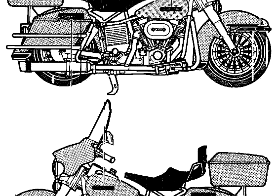 Мотоцикл Harley Davidson Electra Glide - чертежи, габариты, рисунки