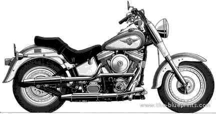 Мотоцикл Harley Davidson Fat Boy - чертежи, габариты, рисунки