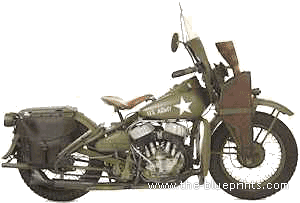 Мотоцикл Harley Davidson WLA - чертежи, габариты, рисунки