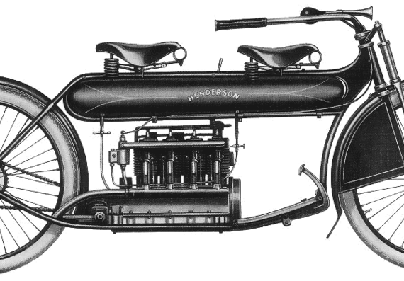 Henderson motorcycle (1911) - drawings, dimensions, pictures