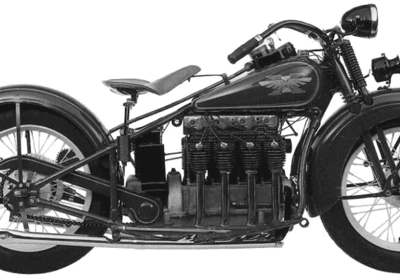 Мотоцикл Henderson KJ (1929) - чертежи, габариты, рисунки