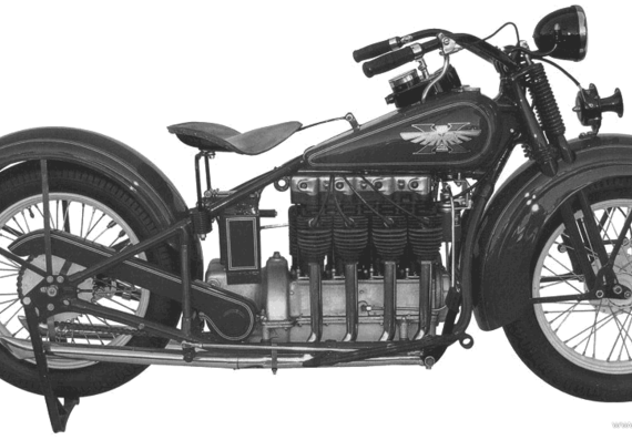 Мотоцикл Henderson KJ (1930) - чертежи, габариты, рисунки